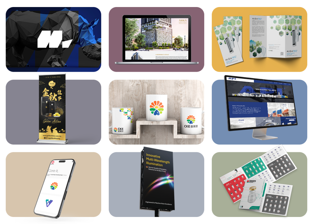 Various digital and print design examples